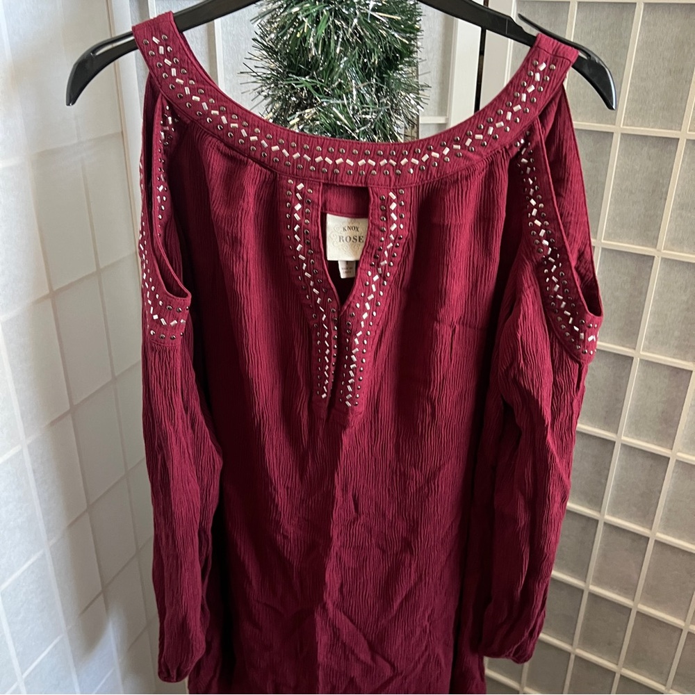Knox Rose Wine Cold Shoulder dress